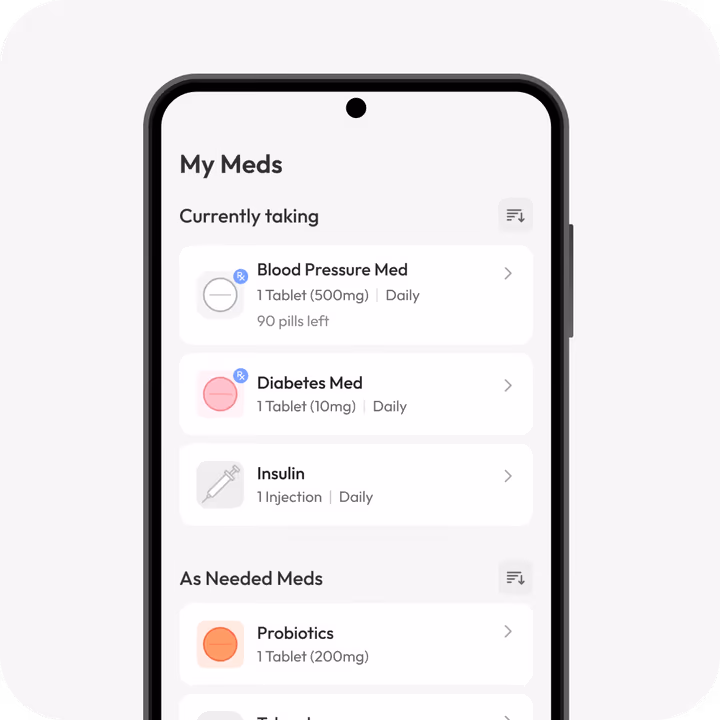 Medication list on the phone